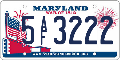 MD license plate 5AF3222