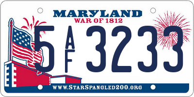 MD license plate 5AF3233
