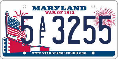 MD license plate 5AF3255