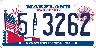 MD license plate 5AF3262