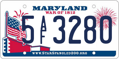 MD license plate 5AF3280
