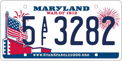 MD license plate 5AF3282