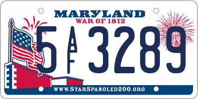 MD license plate 5AF3289