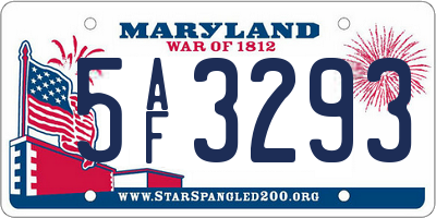 MD license plate 5AF3293