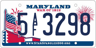 MD license plate 5AF3298