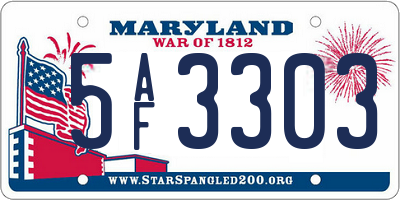 MD license plate 5AF3303