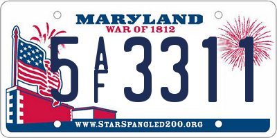 MD license plate 5AF3311