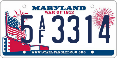 MD license plate 5AF3314
