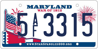 MD license plate 5AF3315