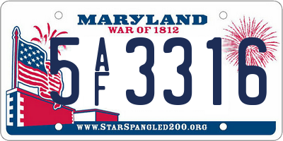 MD license plate 5AF3316
