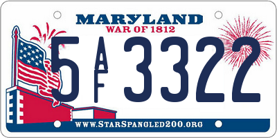 MD license plate 5AF3322