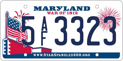 MD license plate 5AF3323