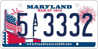 MD license plate 5AF3332