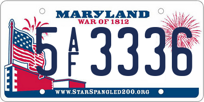 MD license plate 5AF3336