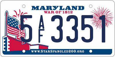 MD license plate 5AF3351