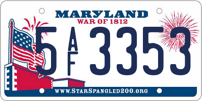 MD license plate 5AF3353