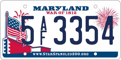 MD license plate 5AF3354