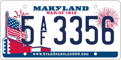 MD license plate 5AF3356
