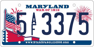 MD license plate 5AF3375