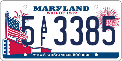 MD license plate 5AF3385