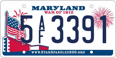 MD license plate 5AF3391