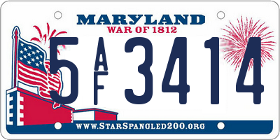 MD license plate 5AF3414