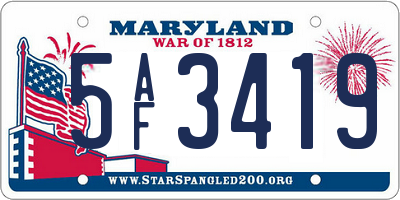 MD license plate 5AF3419