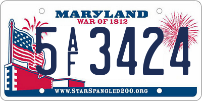 MD license plate 5AF3424
