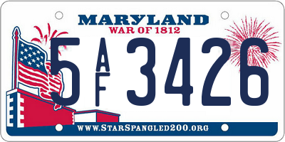MD license plate 5AF3426