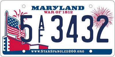 MD license plate 5AF3432