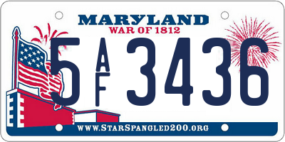MD license plate 5AF3436