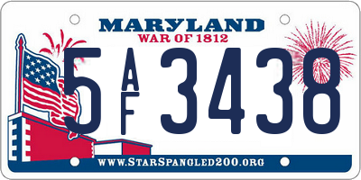 MD license plate 5AF3438