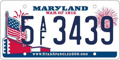 MD license plate 5AF3439