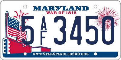 MD license plate 5AF3450