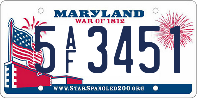 MD license plate 5AF3451