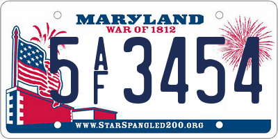MD license plate 5AF3454