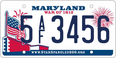 MD license plate 5AF3456