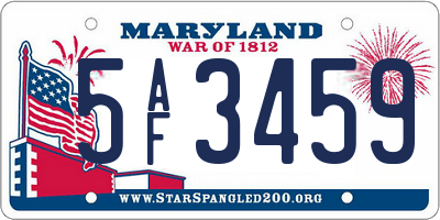 MD license plate 5AF3459