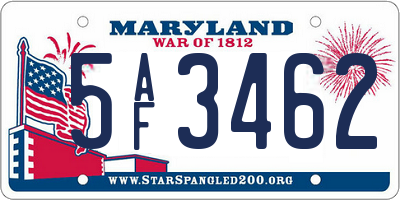 MD license plate 5AF3462