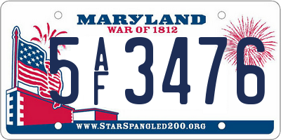 MD license plate 5AF3476