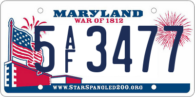 MD license plate 5AF3477