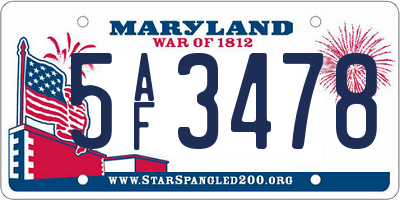 MD license plate 5AF3478