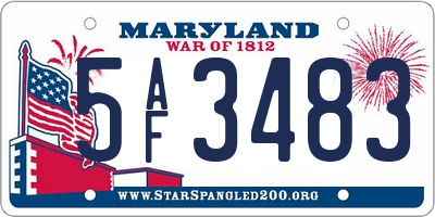 MD license plate 5AF3483