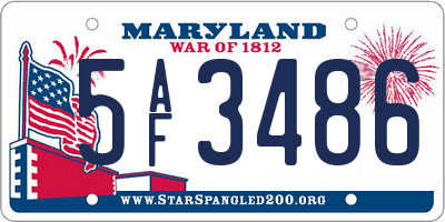 MD license plate 5AF3486