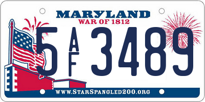 MD license plate 5AF3489