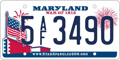 MD license plate 5AF3490
