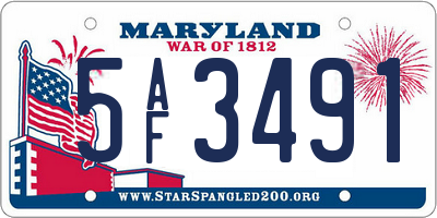 MD license plate 5AF3491