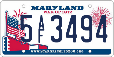 MD license plate 5AF3494