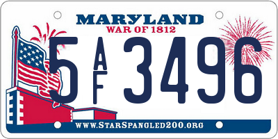 MD license plate 5AF3496