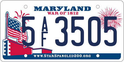 MD license plate 5AF3505